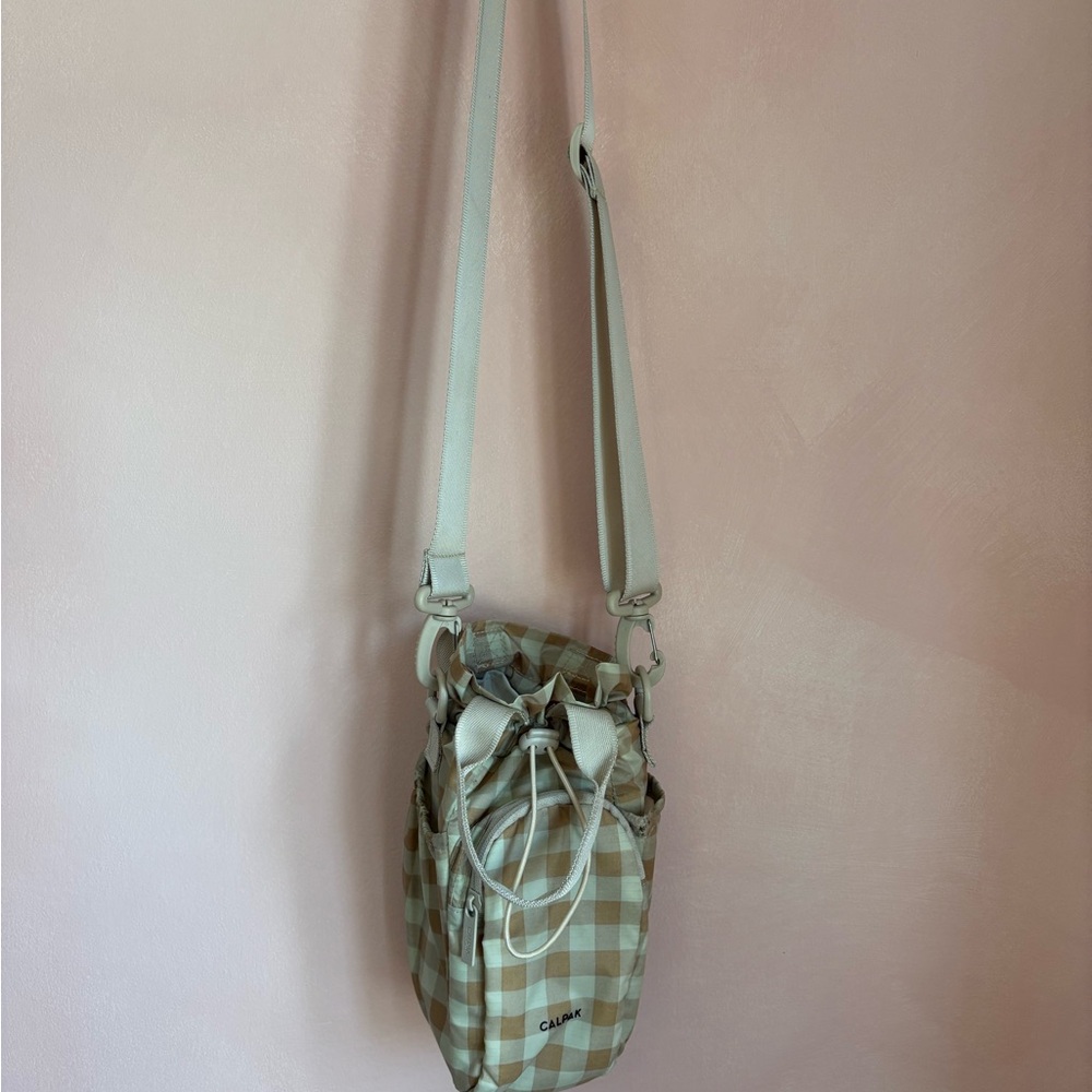 Calpak Beige Checkered Crossbody Bag